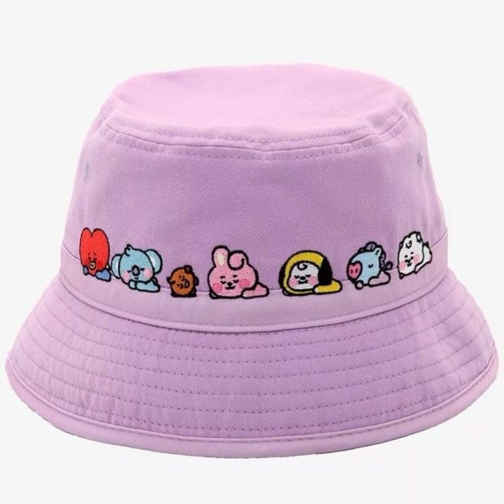 BT21 Sleeping Baby Universtars Lavender Purple Bucket Hat Women’s OSFM